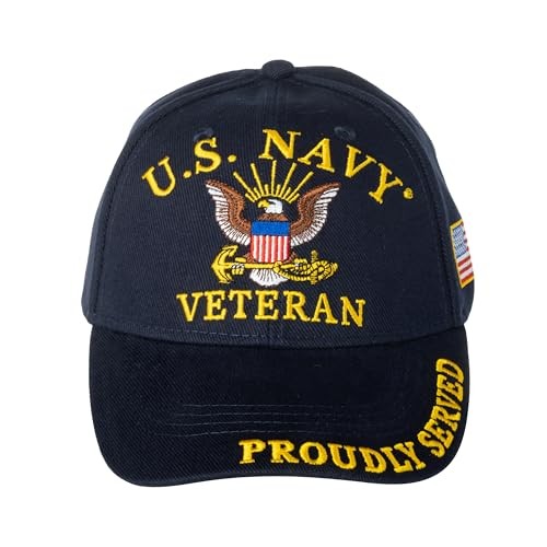 Eagle Emblems, Inc United States Navy Veteran Proudly Served Blue Hat Cap USN