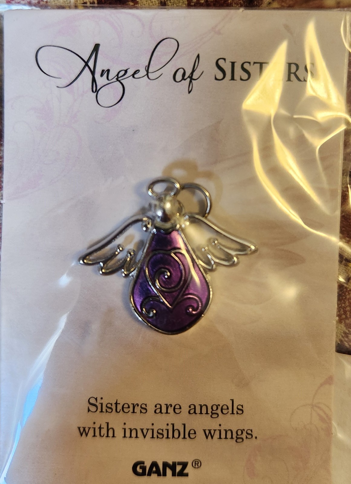 Ganz Pin – Angel of Sisters Purple and silver colored