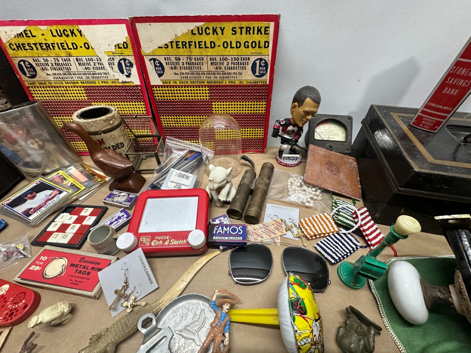 Junk Drawer Lot #4 – Random Antique Vintage Smalls – Advertising, Coins, Toys