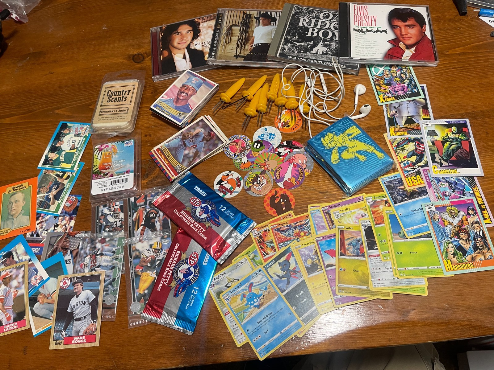 Vintage Junk Drawer Lot – PACKS, BASEBALL , BASKETBALL Cards, GPK, CDS, Pokémon