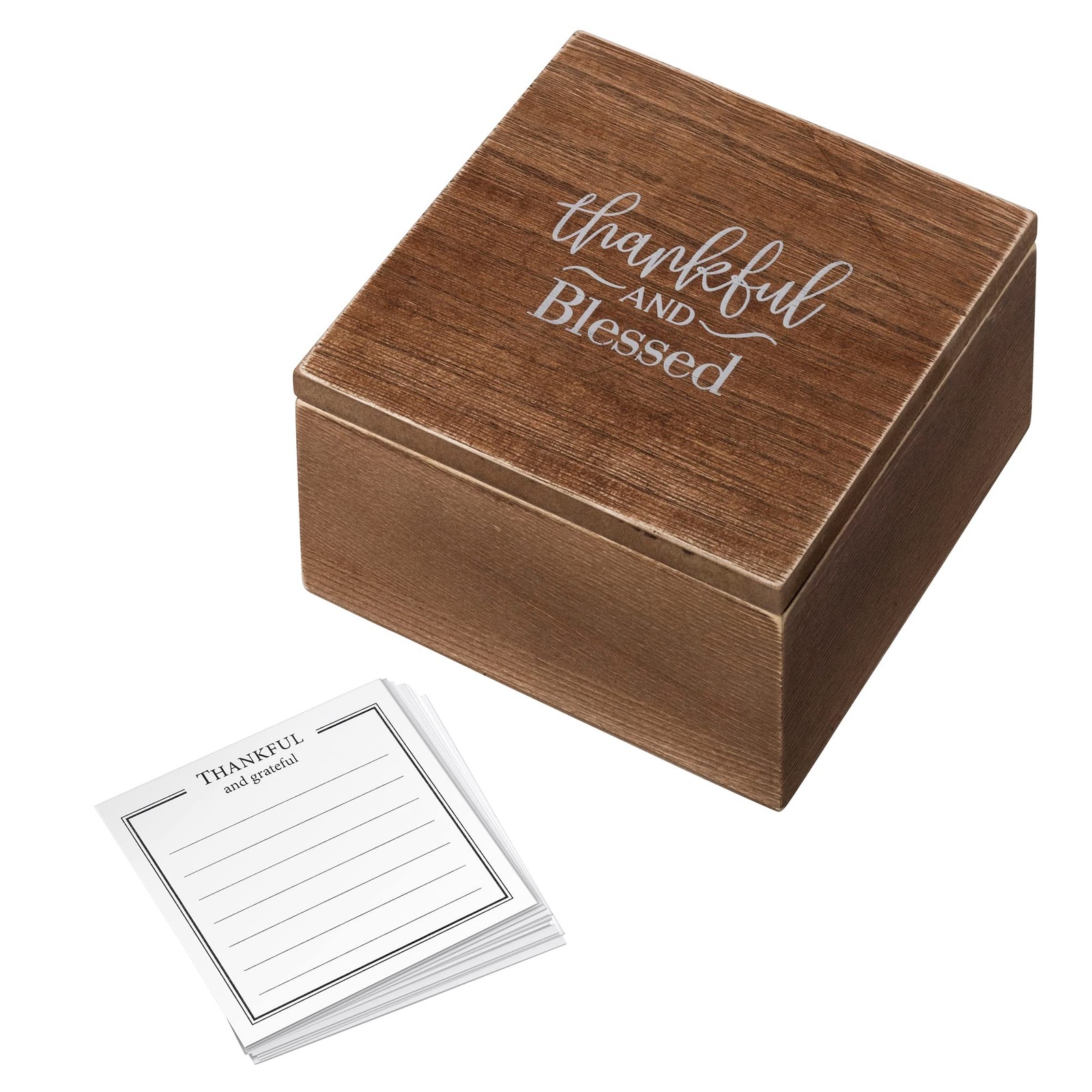 Lillian Rose Thankful Blessed Box 30 Note Cards Wood Multicolor 5 inches 6