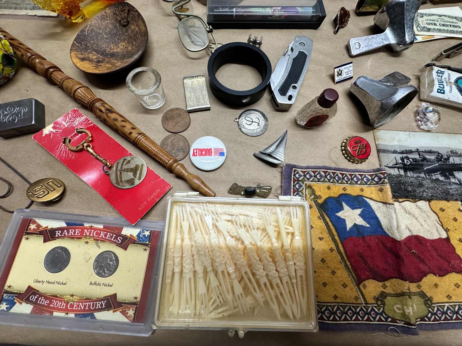 Junk Drawer Lot #3 – Random Antique Vintage Smalls – Coins, Knives, Boxes, Money