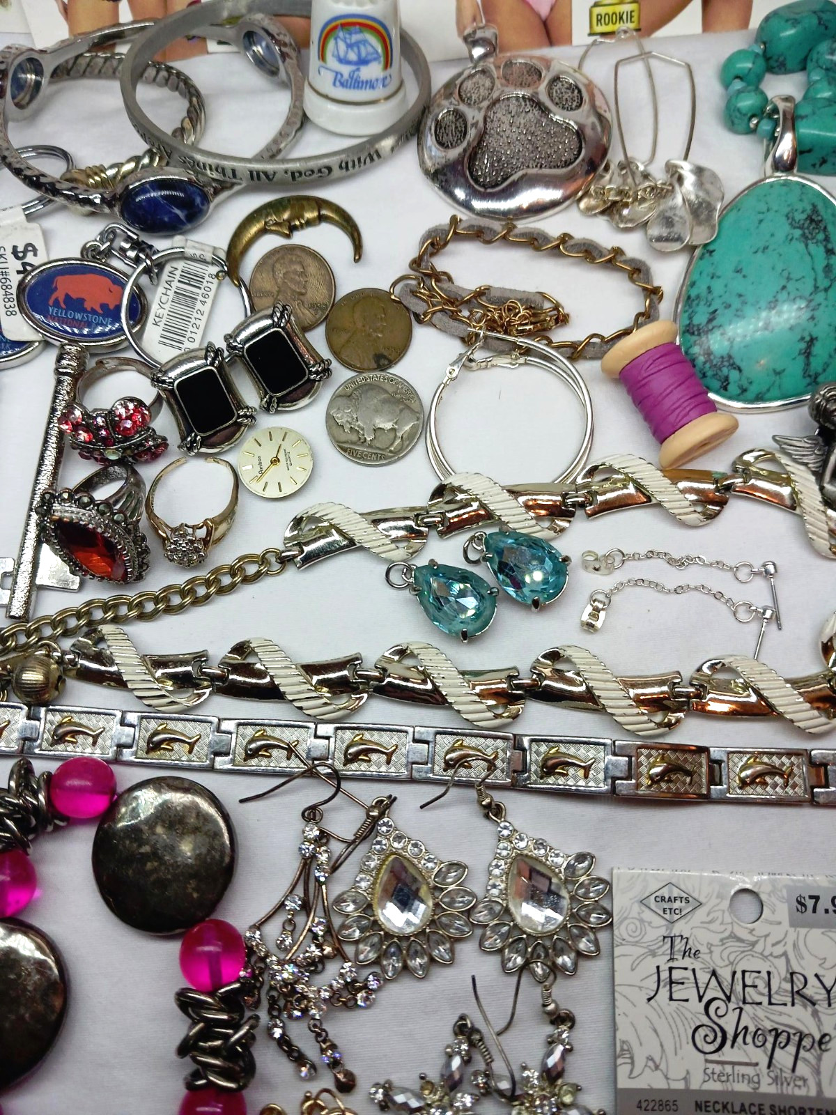 Junk Drawer Working 1913 Hampden 306 Pocket Watch Sterling Silver Jewelry Knives