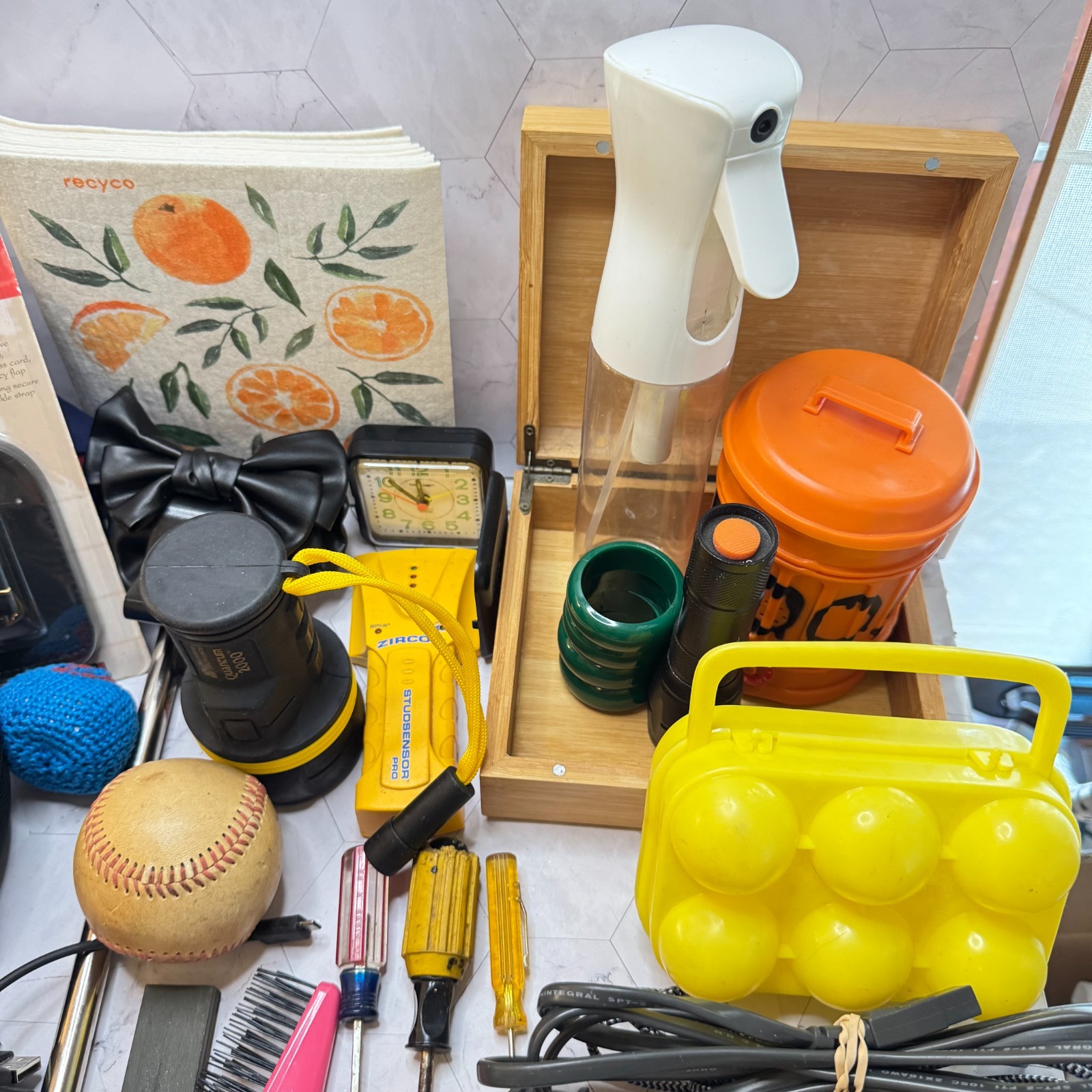 Junk Drawer Lot of 40+ Misc Items Vintage Tools Hat Scale Household Items Etc