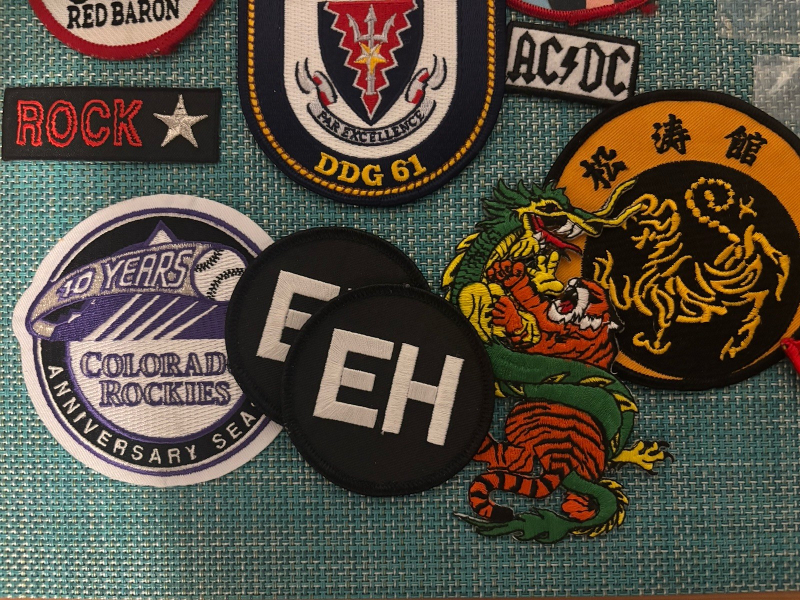 Lot of 22 Collectable Patches ACDC Strokes Gotham City JFK Martial Arts MLB