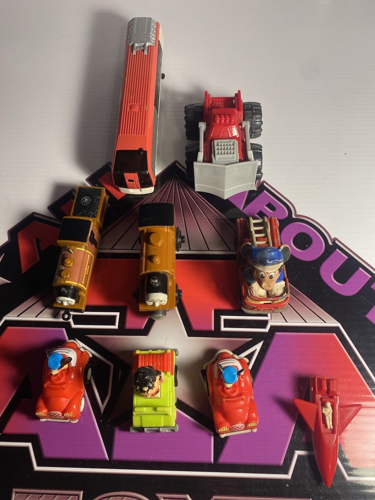 Junk Lot Of Vehicle Toys Some Show Heavy Wear/Damage Includes Alps Train Car