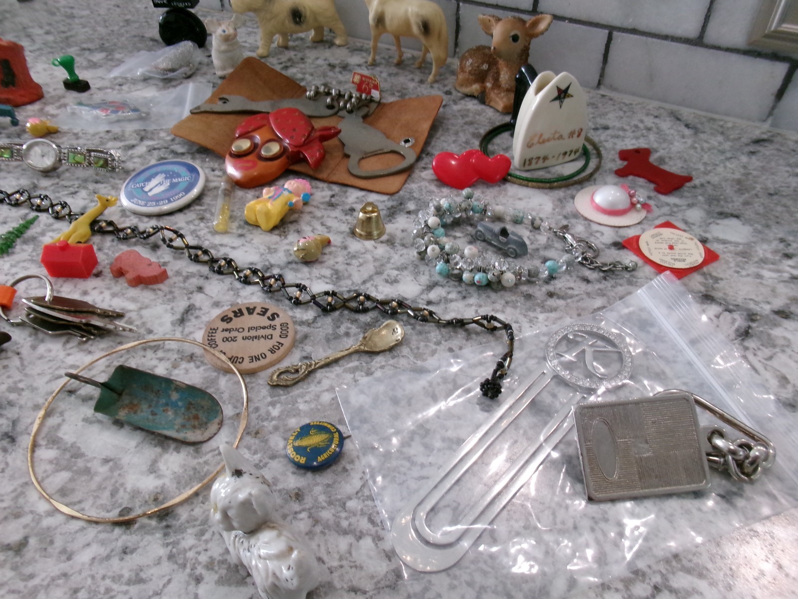 Vintage Junk Drawer/Trinket Lot, 50 Piece Lot, 1.3lbs