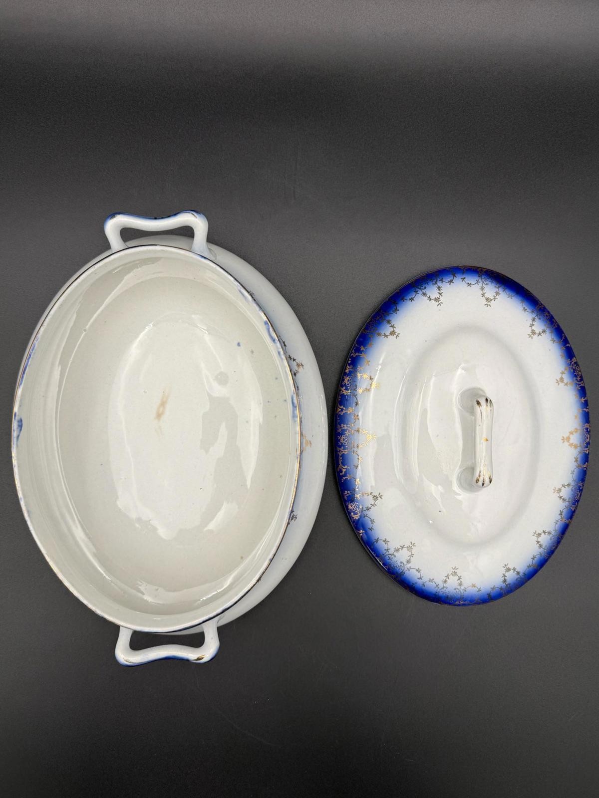Antique Flow Blue Covered Dish No. 6 – Imperial China