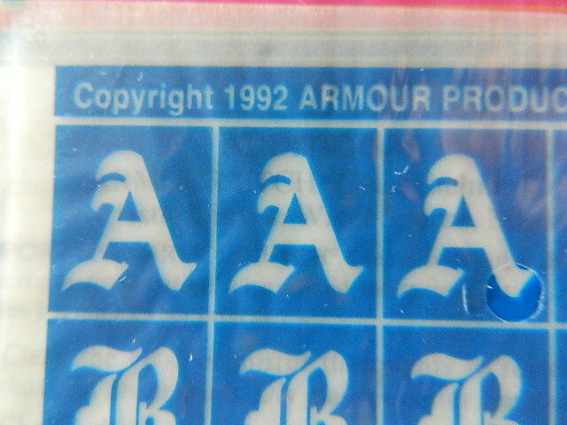 Armour Rub N Etch Stencils Old English Alphabet A-I glass acid etching