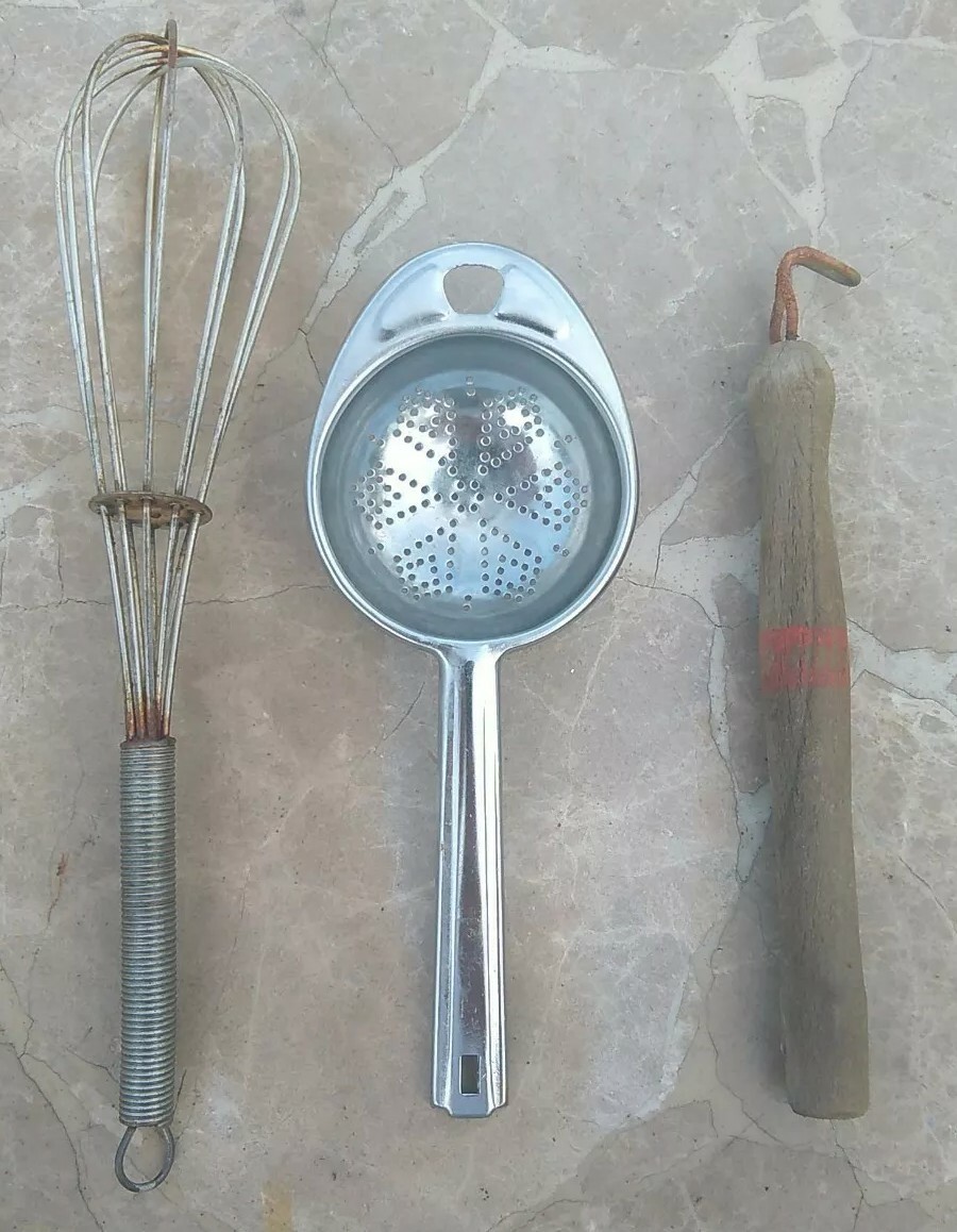 Junk Drawer Lot Mixed Old Flat Ware Can Opener Kitchen Items Rusty Vintage AS IS