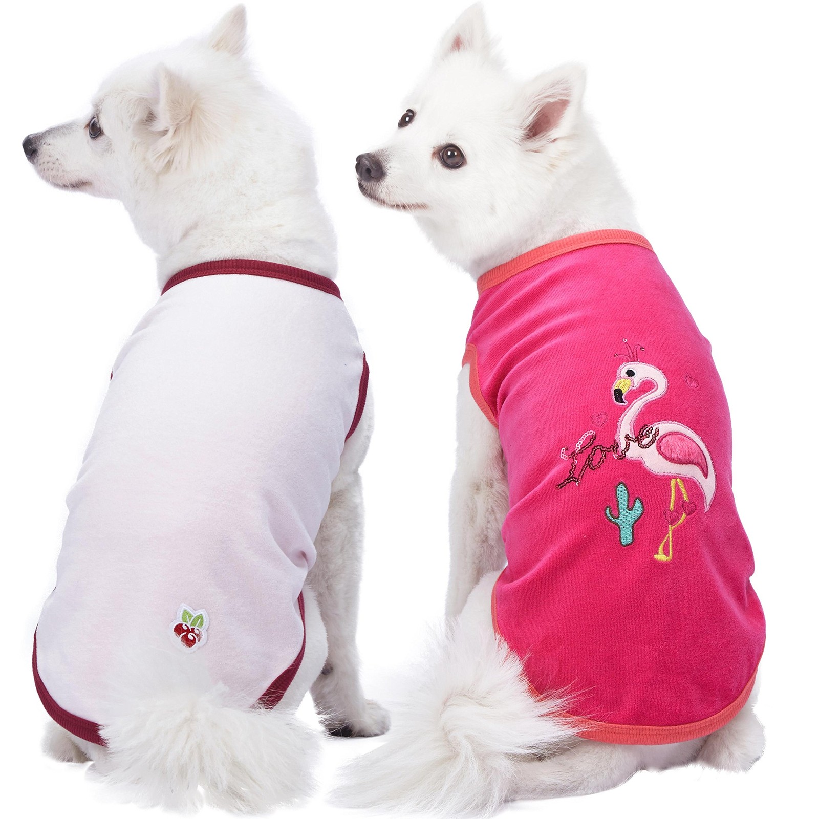 Blueberry Pet Flamingo Dog Pajamas Tank Top 2-Pack Cotton Blend 12″ Back Length