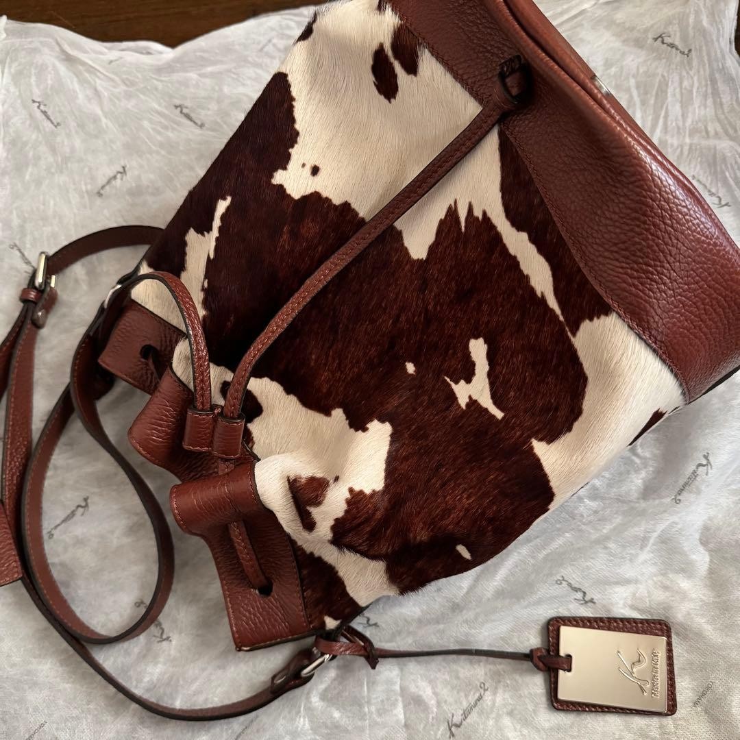Bag bag K Kitamura 2 genuine leather brand cow pattern bucket type shoulder bag