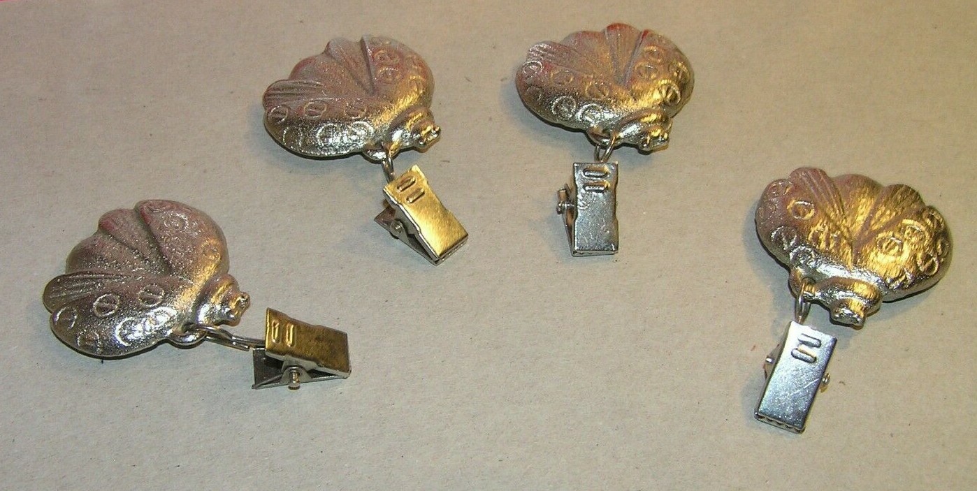 4 Piece Silver Toned Metal Lady Bug Designed Name Tag / Place Setting Holders