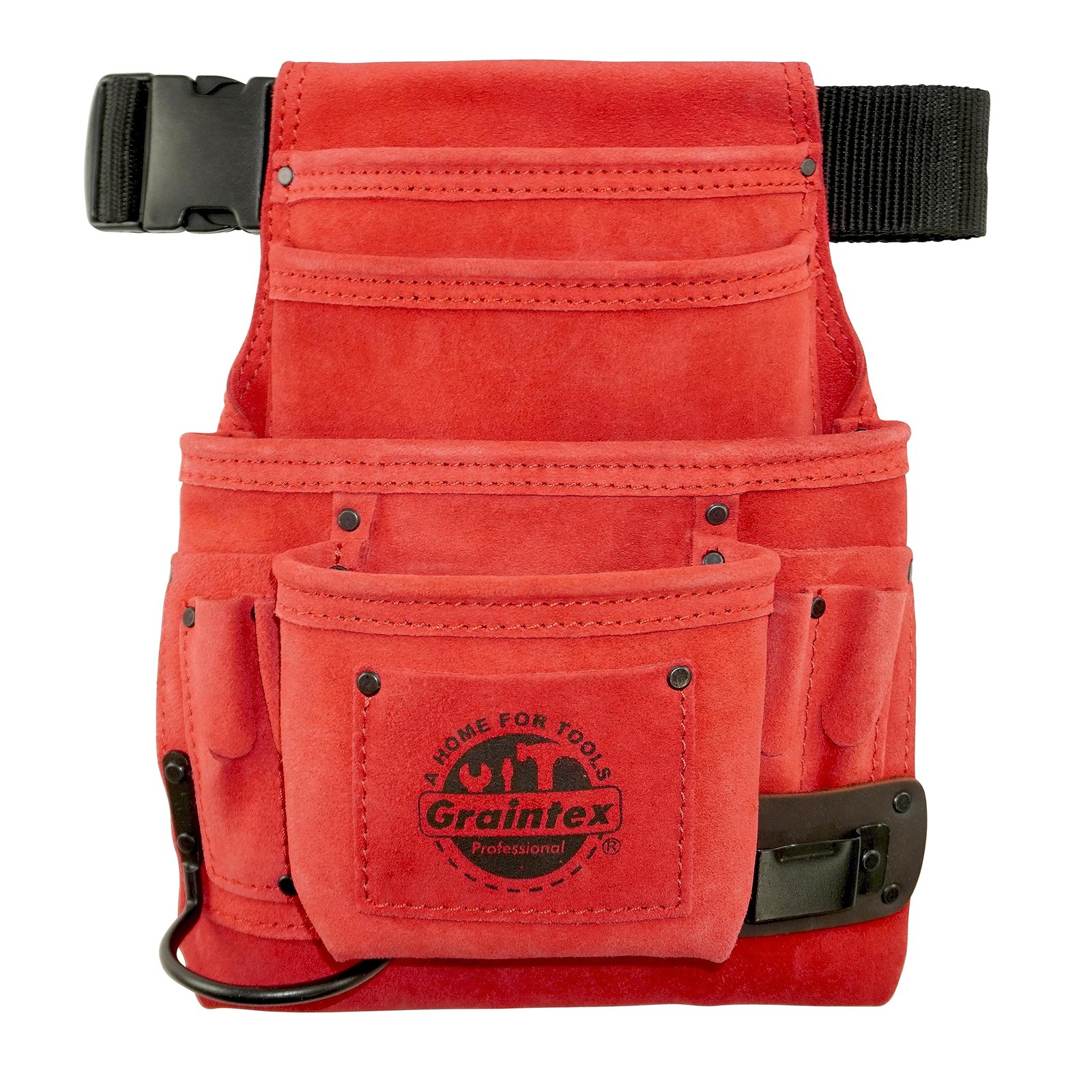 Graintex 10-Pocket Red Suede Leather Tool Pouch with 2″ Web Belt, SS2522