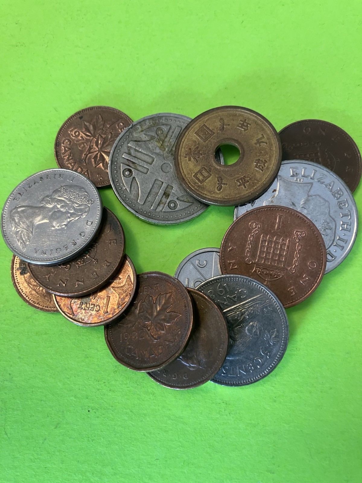 Collectible Junk Drawer Coin Lot, Fish & Loaves Pendant, World Coins. And More