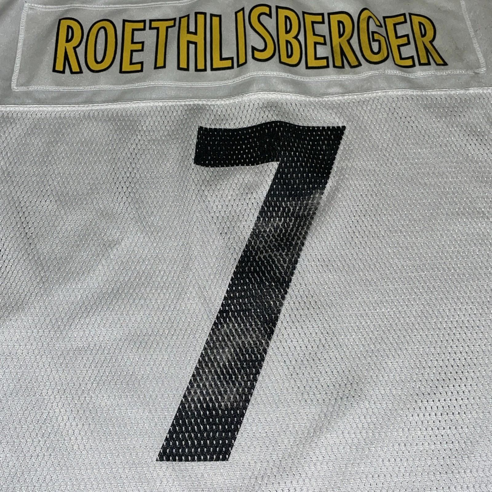 Vintage Ben Roethlisberger #7 Steelers Reebok NFL Jersey White XXL *STAINS*