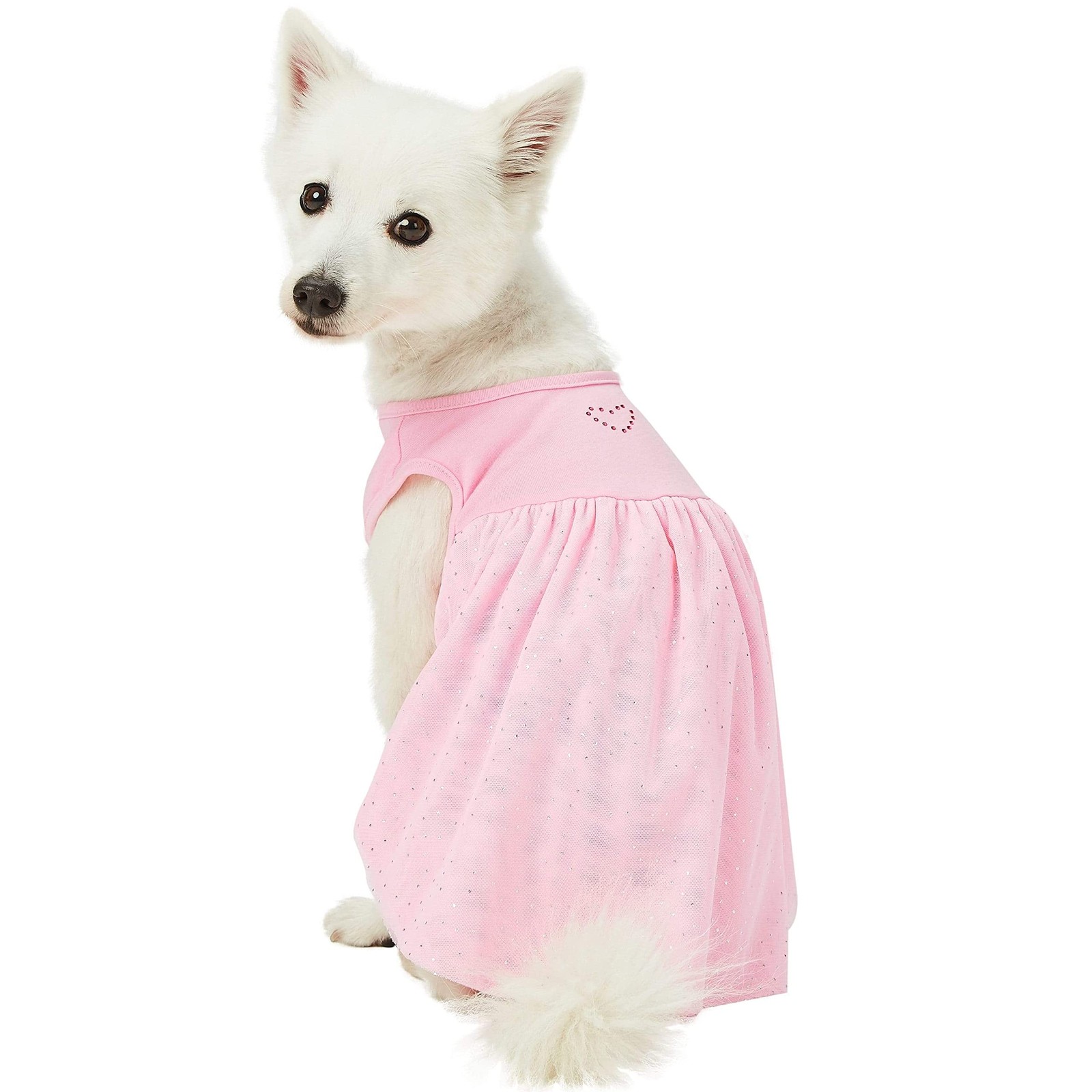 Blueberry Pet My Little Princess Dog Tulle Dress, Pink Heart, 16″