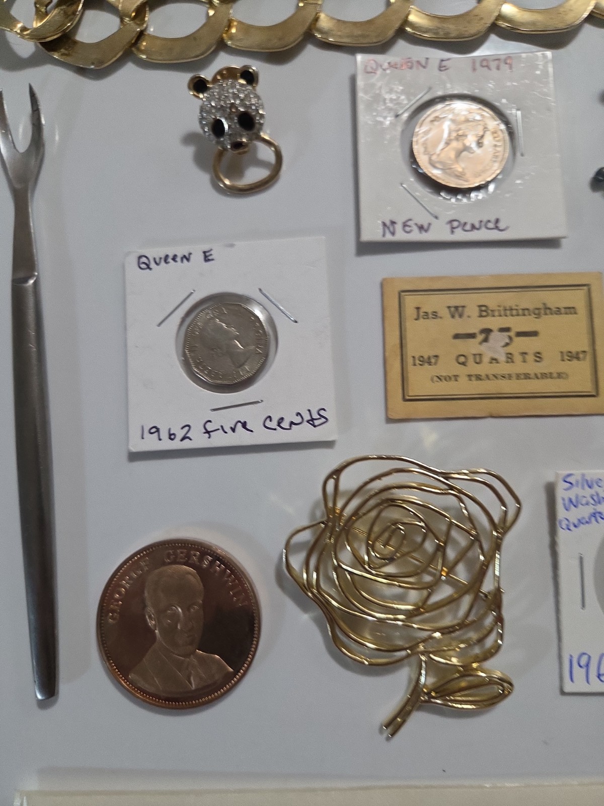 Vintage Junk Drawer With Silver