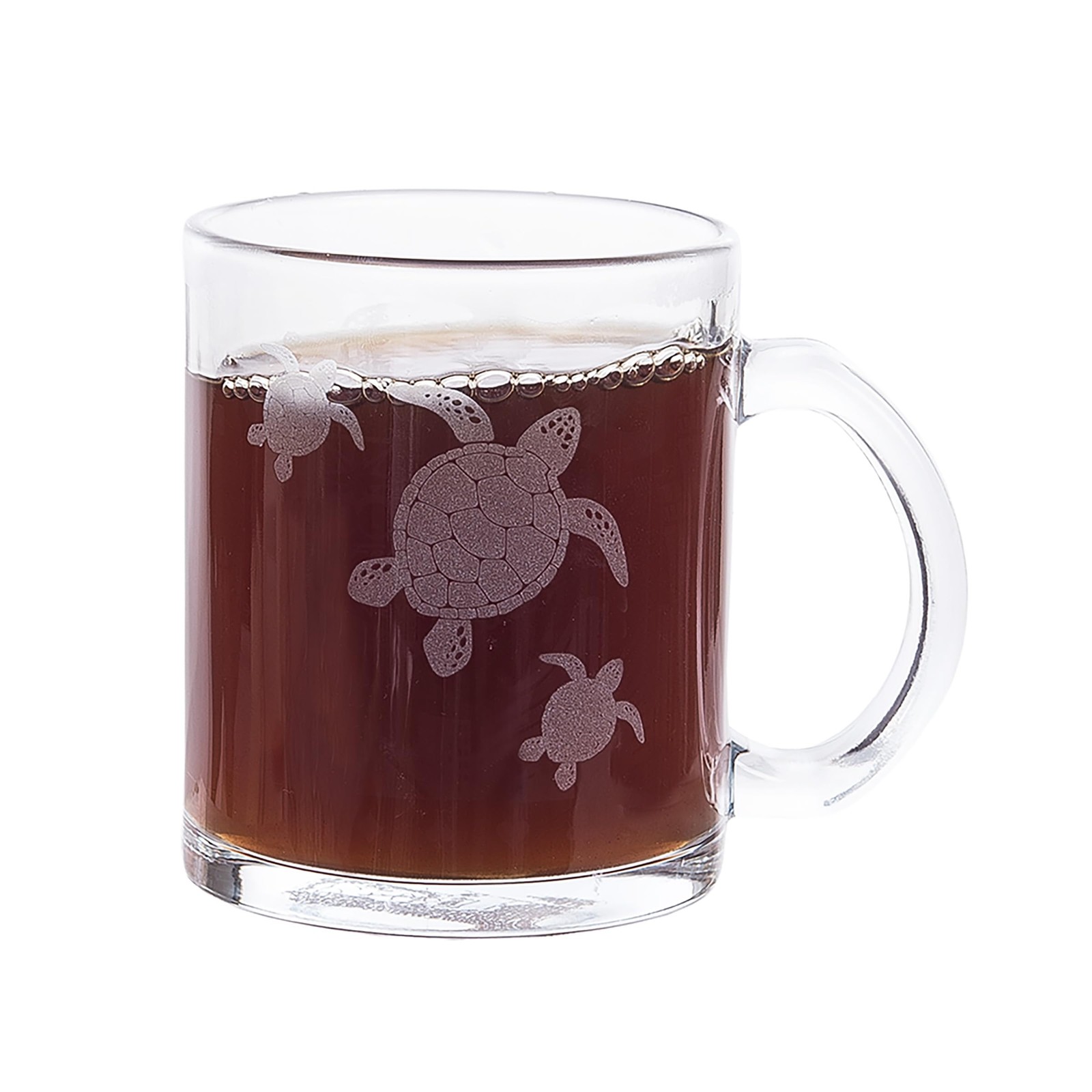 Beachcombers Sea Turtle Novelty Clear Glass Mug Blue