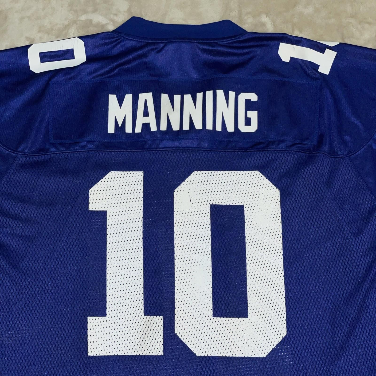 Reebok Eli Manning NY Giants #10Jersey Mens XL Blue Vintage NFL Equipment *Flaw*