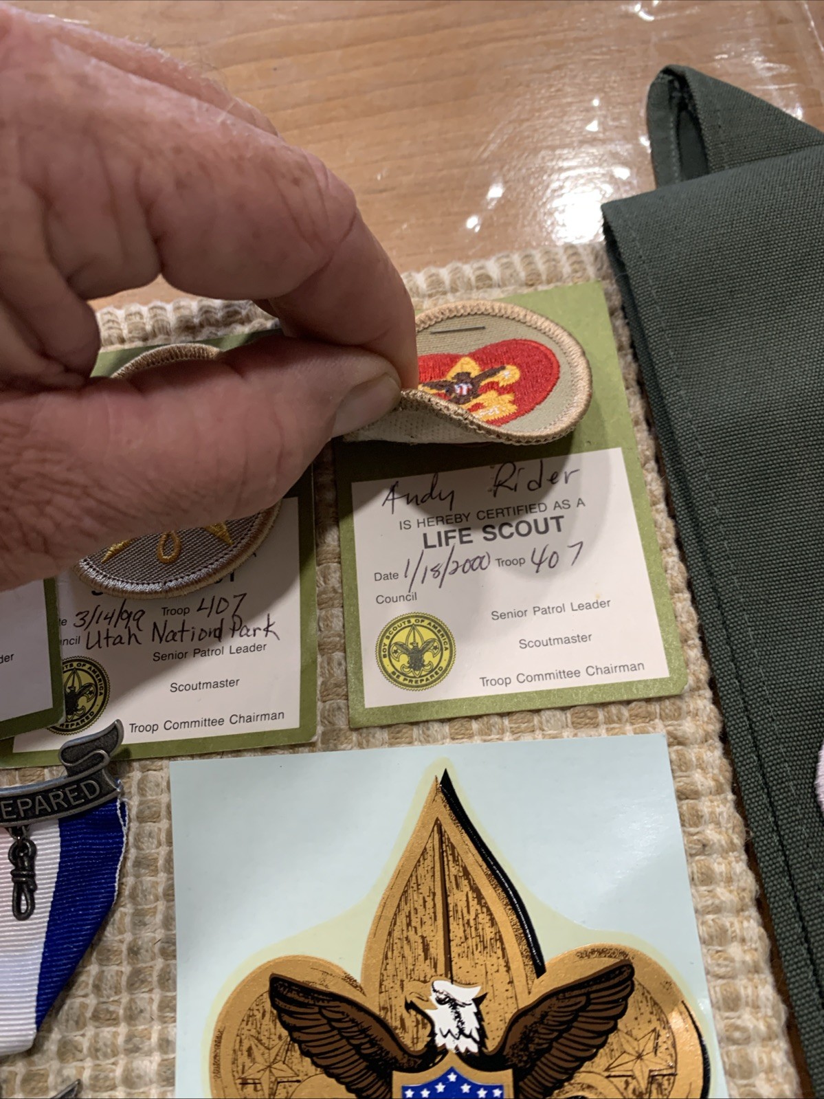 Junk Drawer BSA Complete Eagle Scout All Ranks Cards Sash/Merit Badges And More