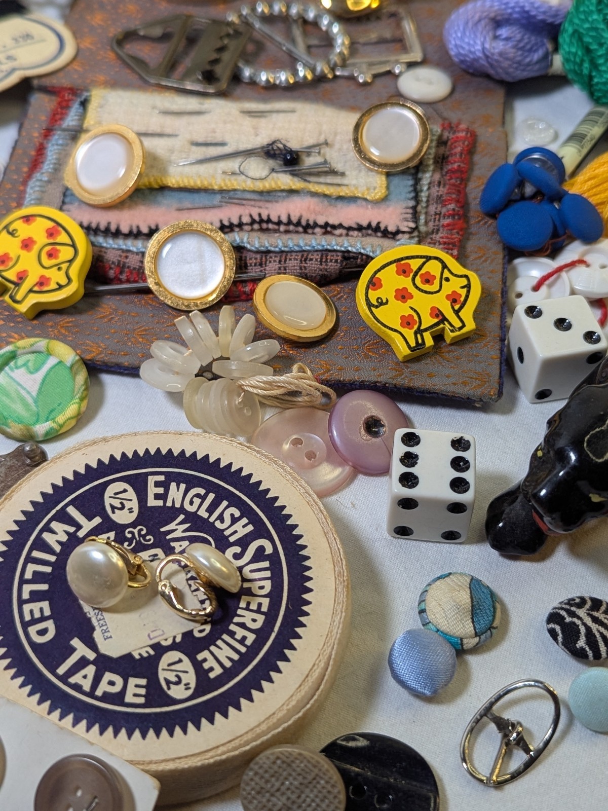 Huge Vtg Sewing Estate Junk Drawer Lot Singer MCM Black Panther Buttons Figures