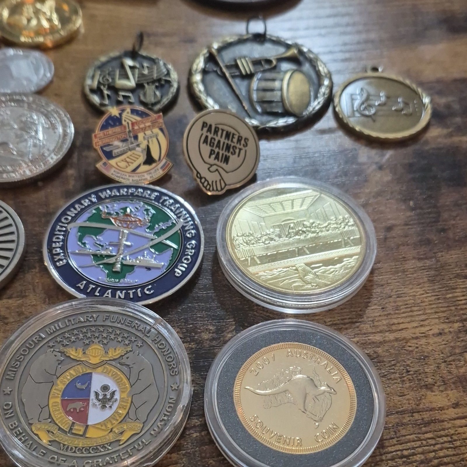 Lot Of 45 Vintage/Commemorative Coins, Pins & Pendants