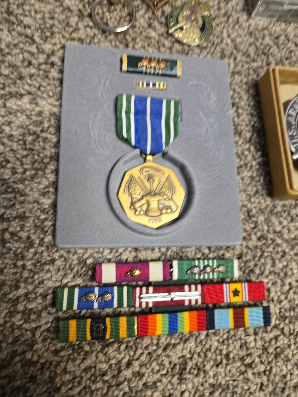 Grandpa’s Junk Drawer Lot of Vintage Collectibles Cards Dice Army Medals Tapes