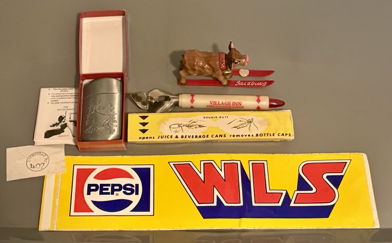 Vintage Assorted Lot Items New Never Used Include Zippo, Bumper Sticker & Opener