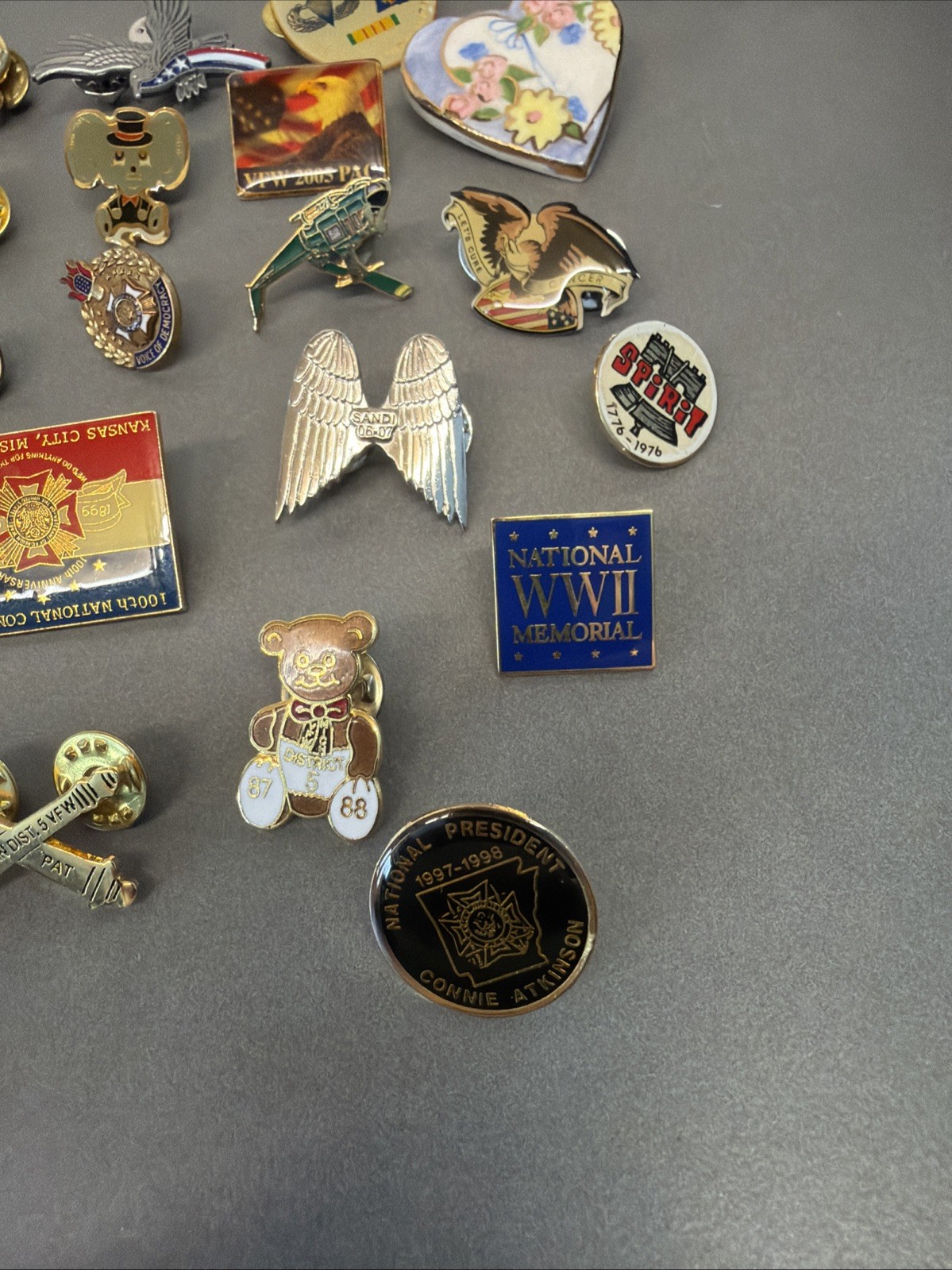 Lapel Pins Lot – Vfw, Michigan, Wwii, Helicopte, Goldie, Eagle #4 MS1