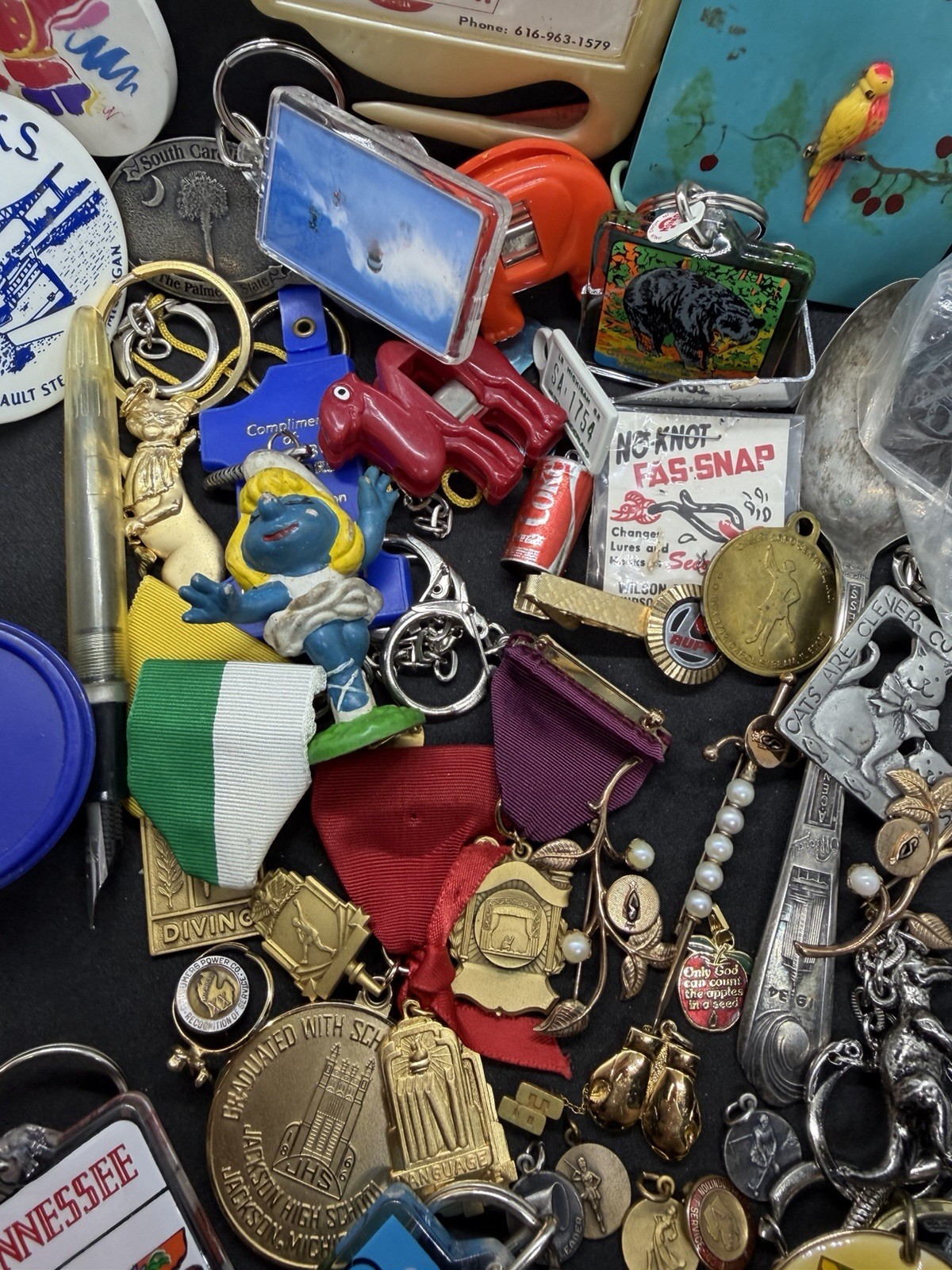 Junk Drawer Lot Vintage To Modern Items Jewelry Medals Keychains Etc Resell