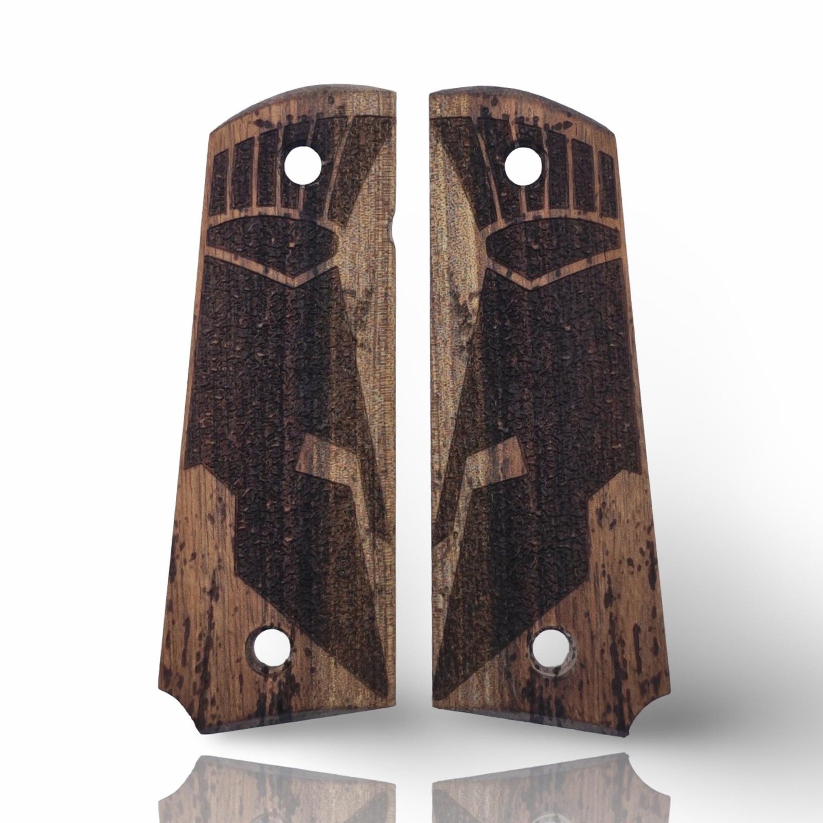 Zib Grips Art Series 1911 Walnut Wood Pistol Grips, Iron Sentinel, Full-Size