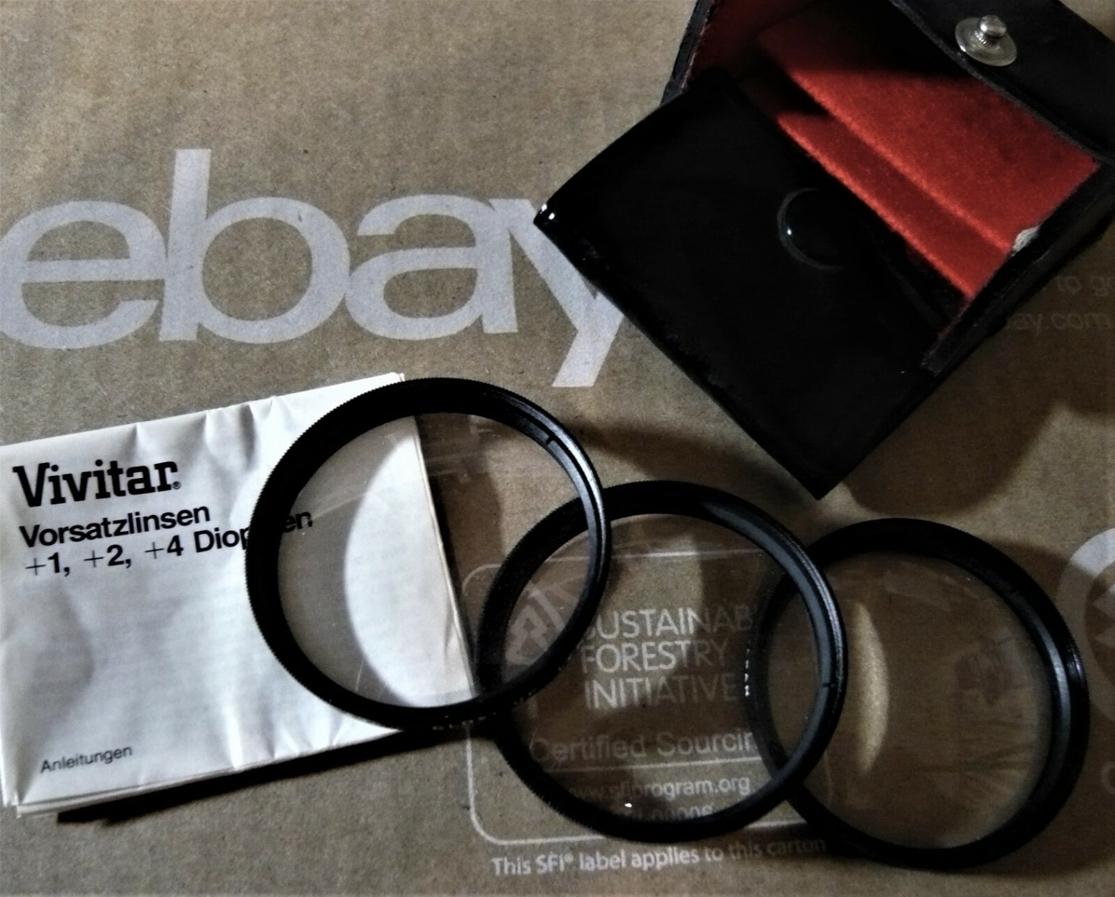 49mm VIVITAR CLOSE-UP COATED LENS SET +1 +2 +4 with case/instructions.NEW !