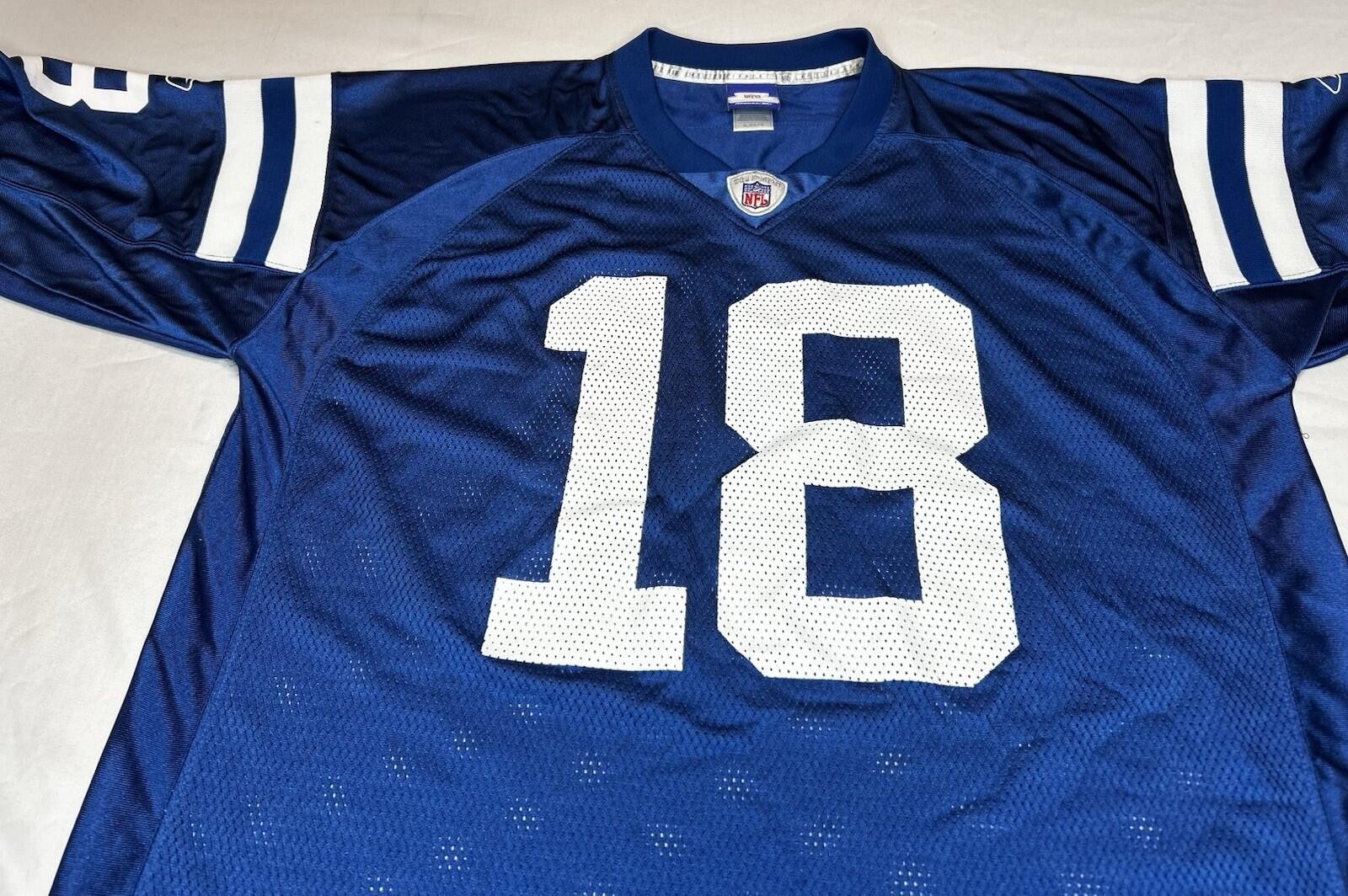 Reebok NFL Indianapolis Colts #18 Peyton Manning Jersey Mens XL Blue On Field