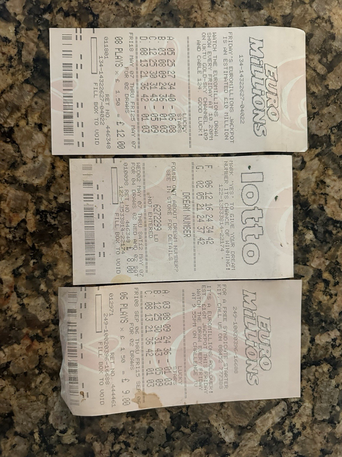 Euro Millions And Lotto From England Lot From 2006-2007