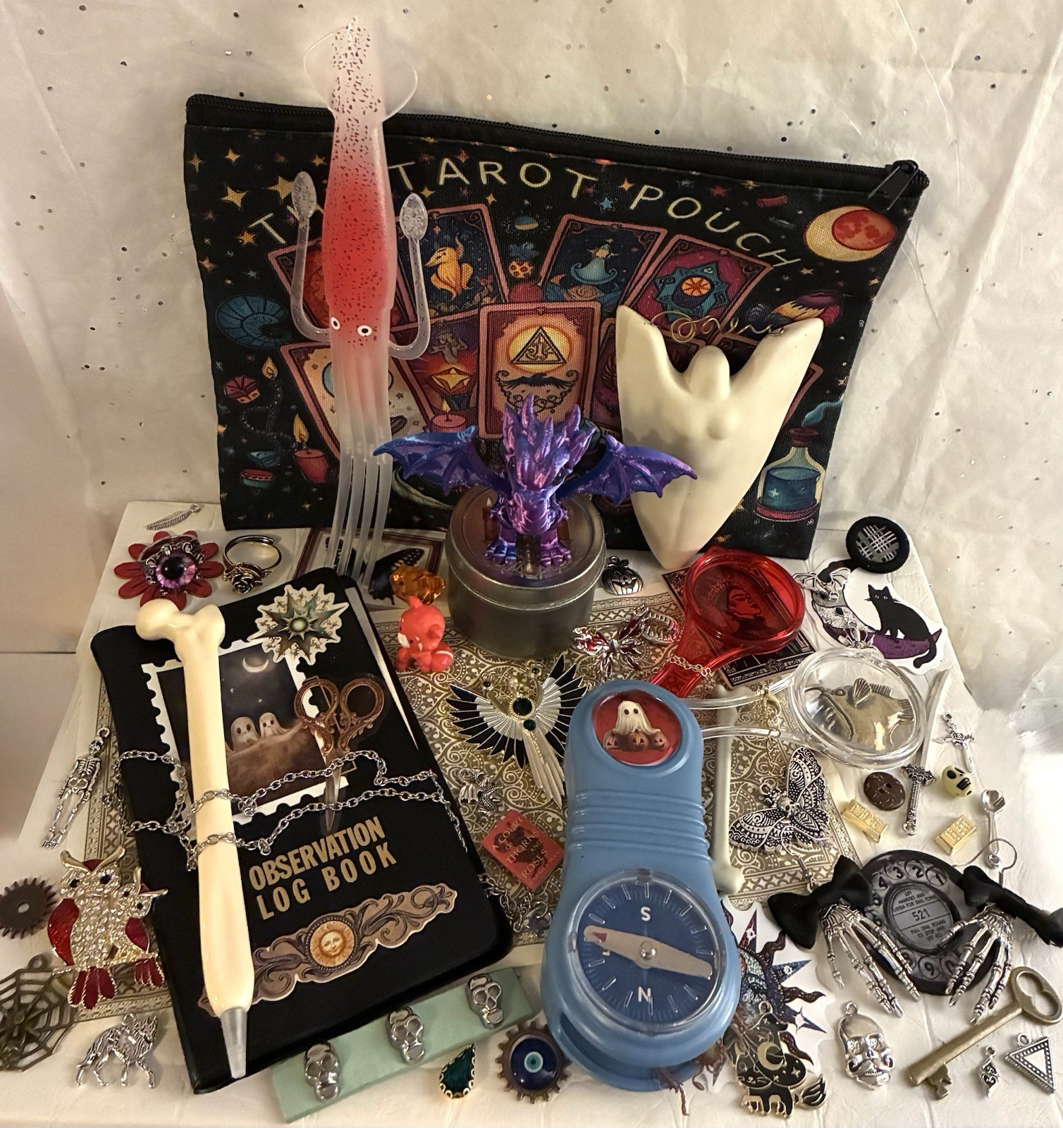 Ghost Log Booklet Goddess Figurine Tarot Pouch Charms Junk Drawer Wicca Art Lot