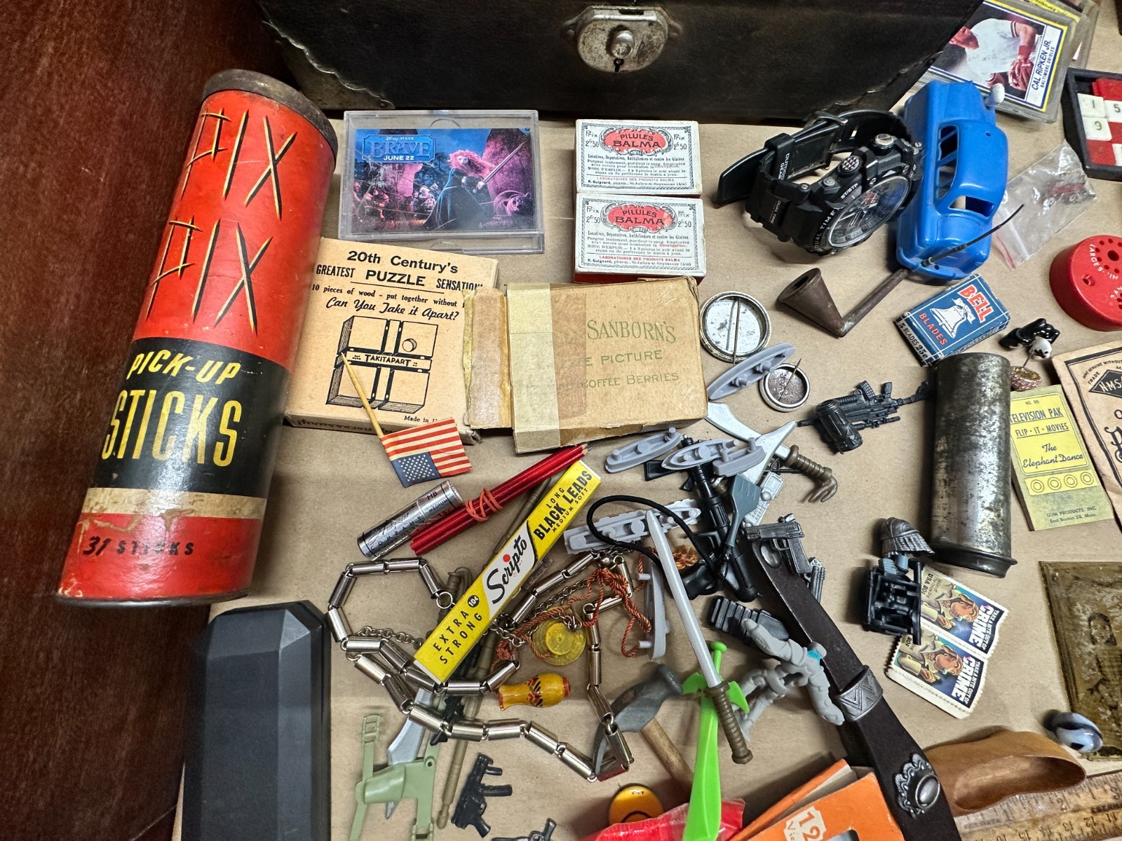 Junk Drawer Lot #4 – Random Antique Vintage Smalls – Advertising, Coins, Toys