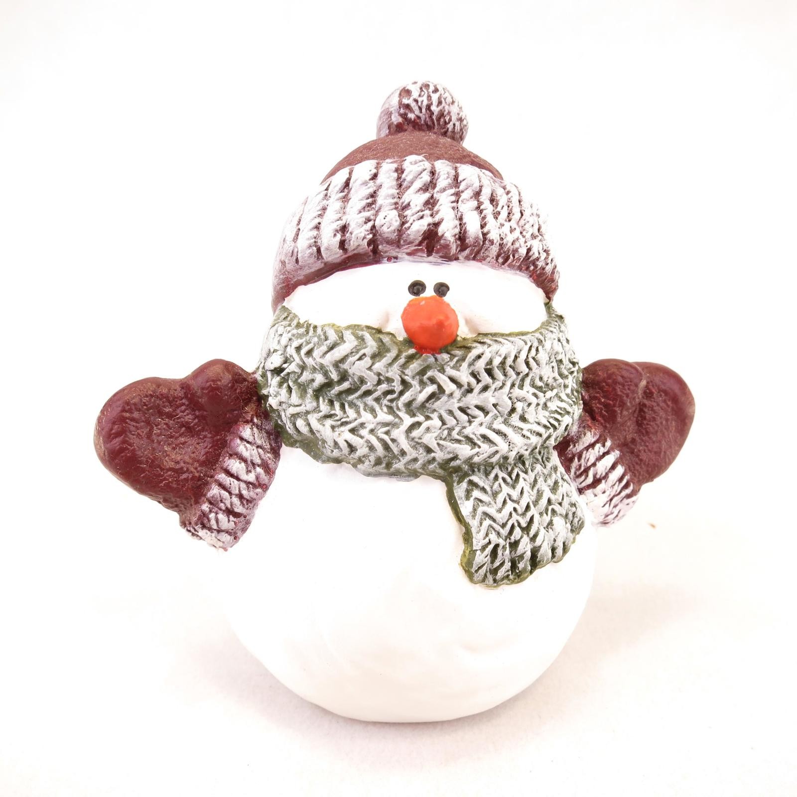 3.75″ Vintage Chubby Cute Snowman in Hat & Scarf