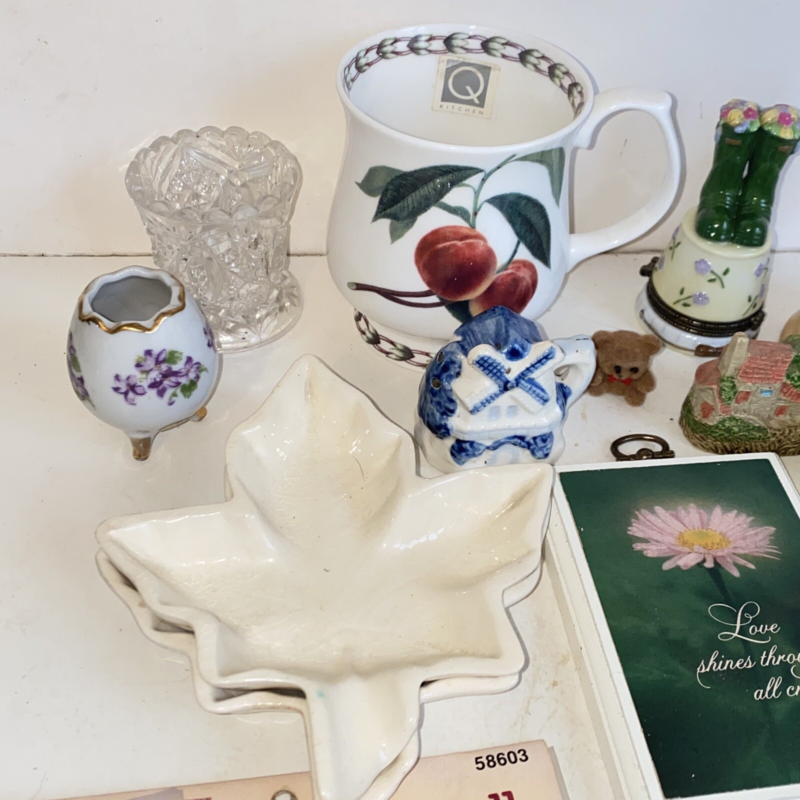 Grandma’s Vintage Knick Knack Junk Drawer Lot Cards Bone China Occupied Japan
