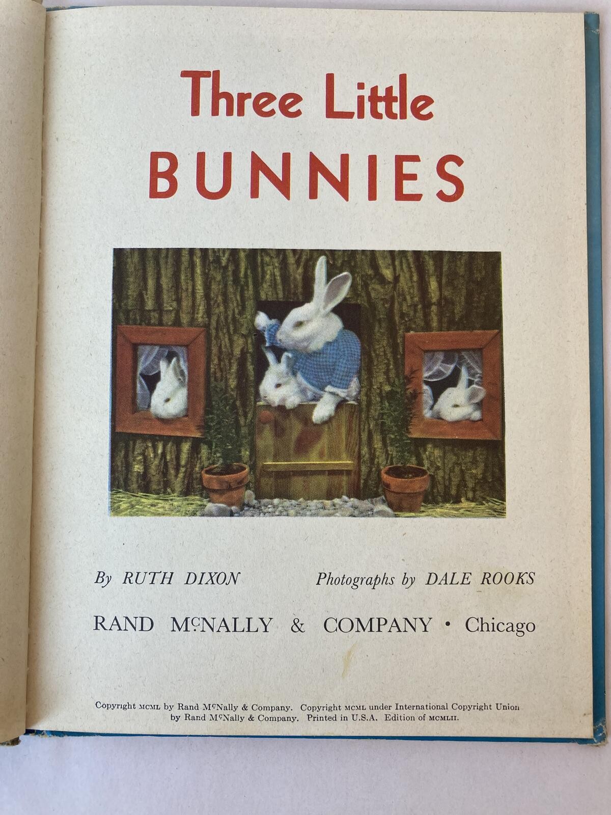 Three Little Bunnies Ruth Dixon Rand McNally Book-Elf Vintage Childrens Book