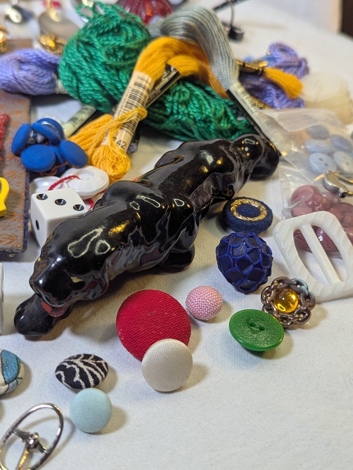 Huge Vtg Sewing Estate Junk Drawer Lot Singer MCM Black Panther Buttons Figures