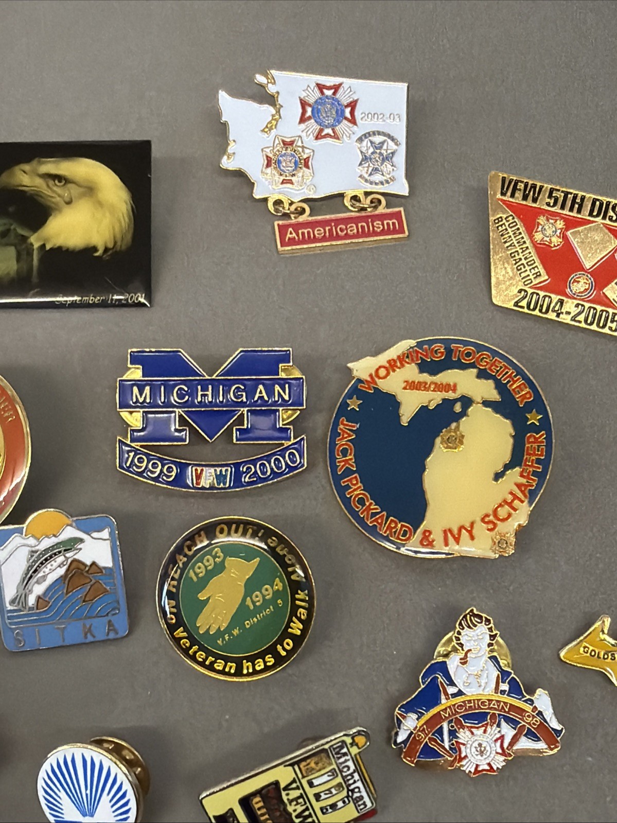 VTG Lapel Pins Lot – Vfw, Michigan, Travel, Flag, Eagle, Conventions #1 ms1
