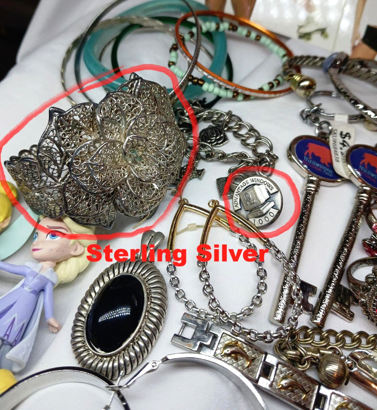 Junk Drawer Working 1913 Hampden 306 Pocket Watch Sterling Silver Jewelry Knives