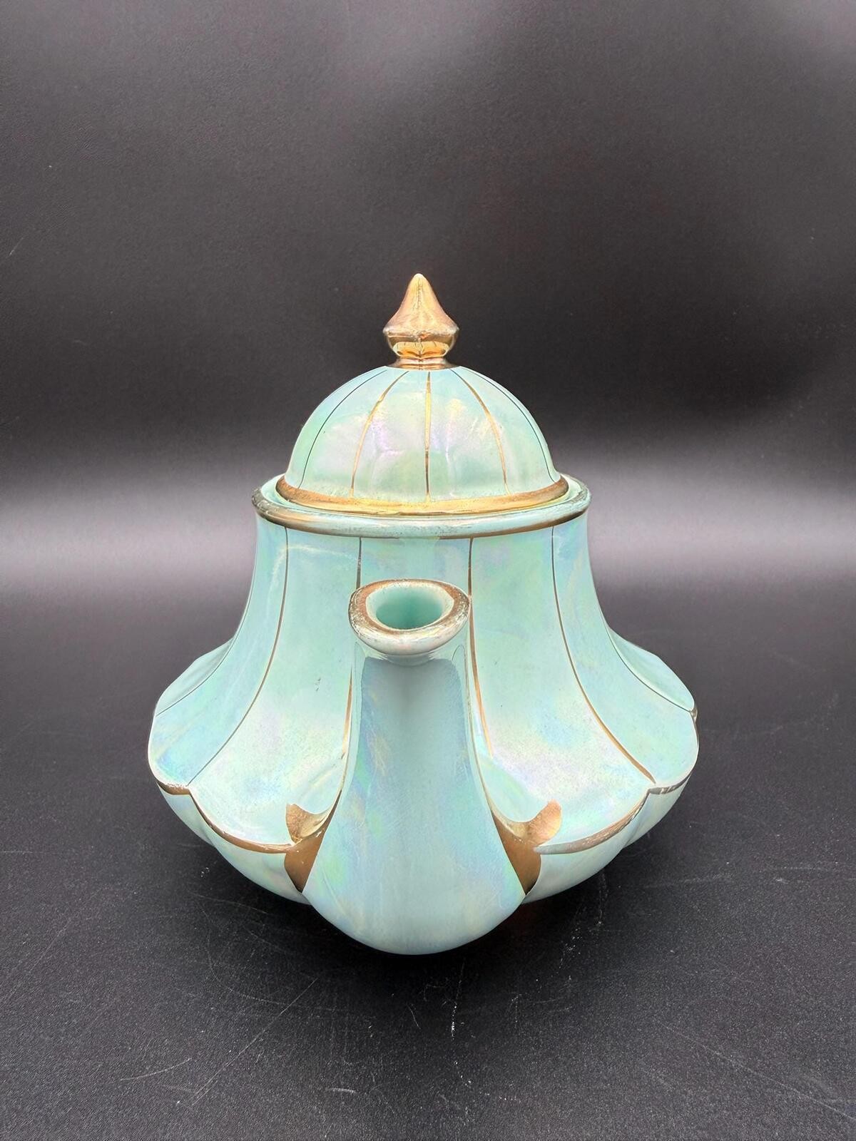 Antique Iridescent Lustre Teapot Gold Trim England Sadler Style