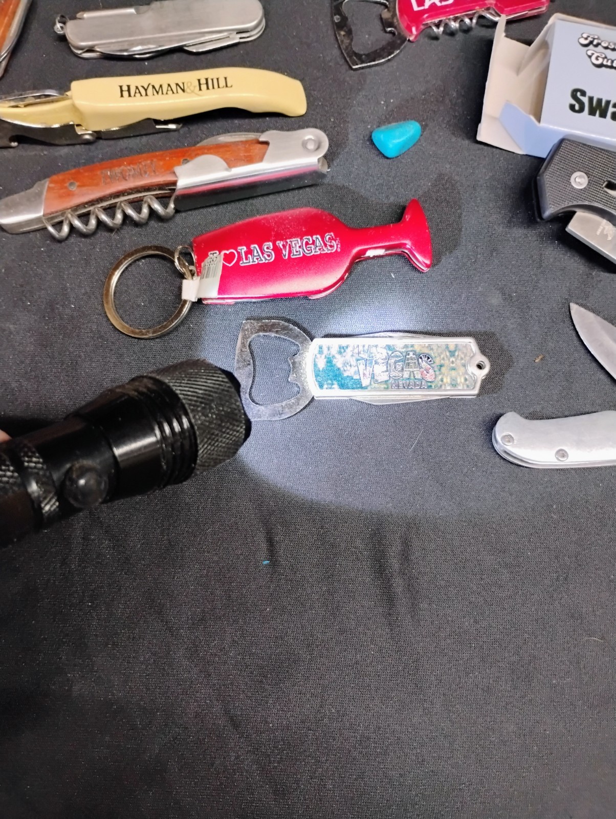 Collectible Junk Drawer Lot Pokémon Hot Wheels Las Vegas Led Knife Space Lighter