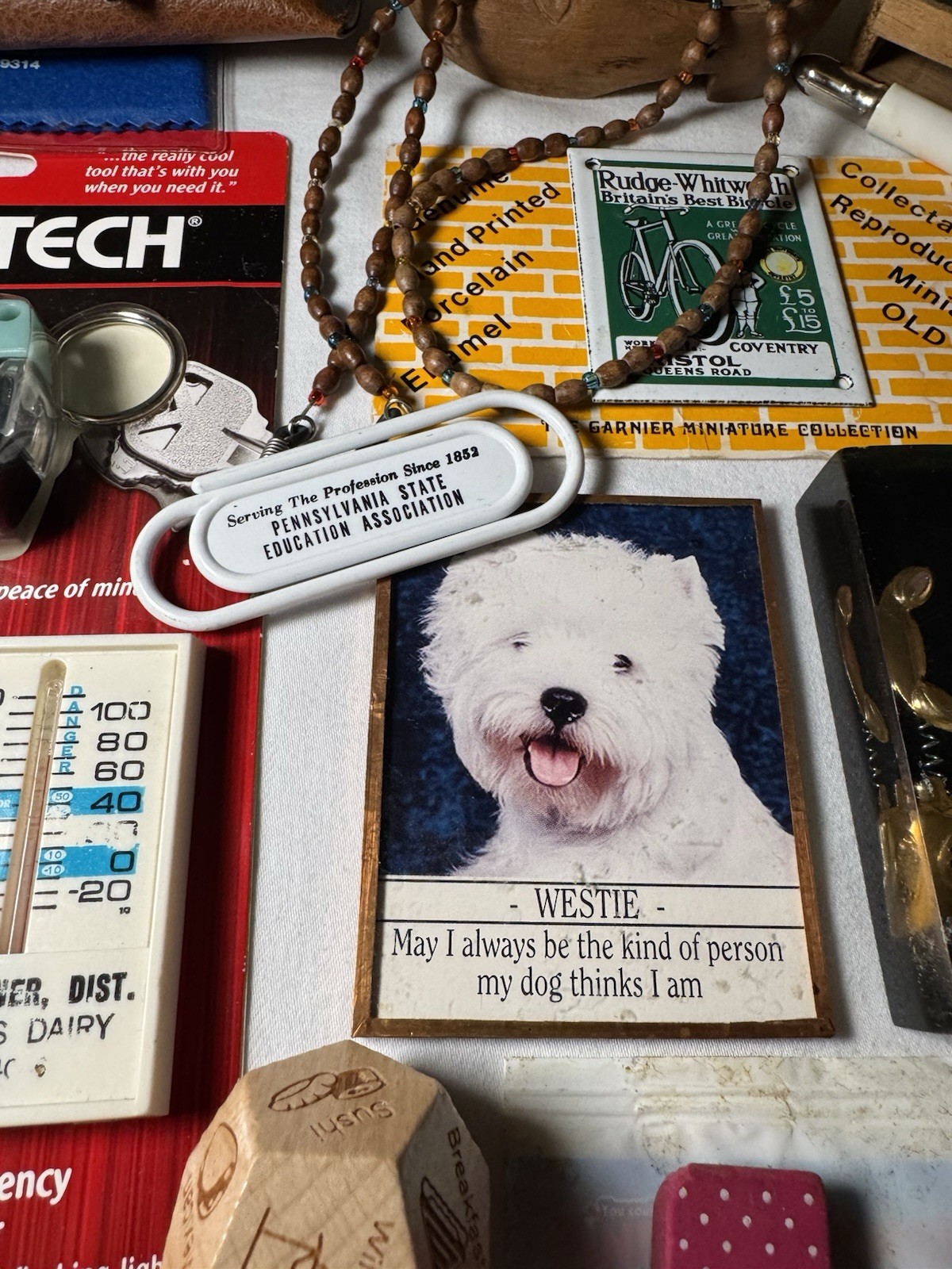 Vintage to Now Junk Drawer Lot Trinkets Treasure Ray Ban Case Sterling Top Hat