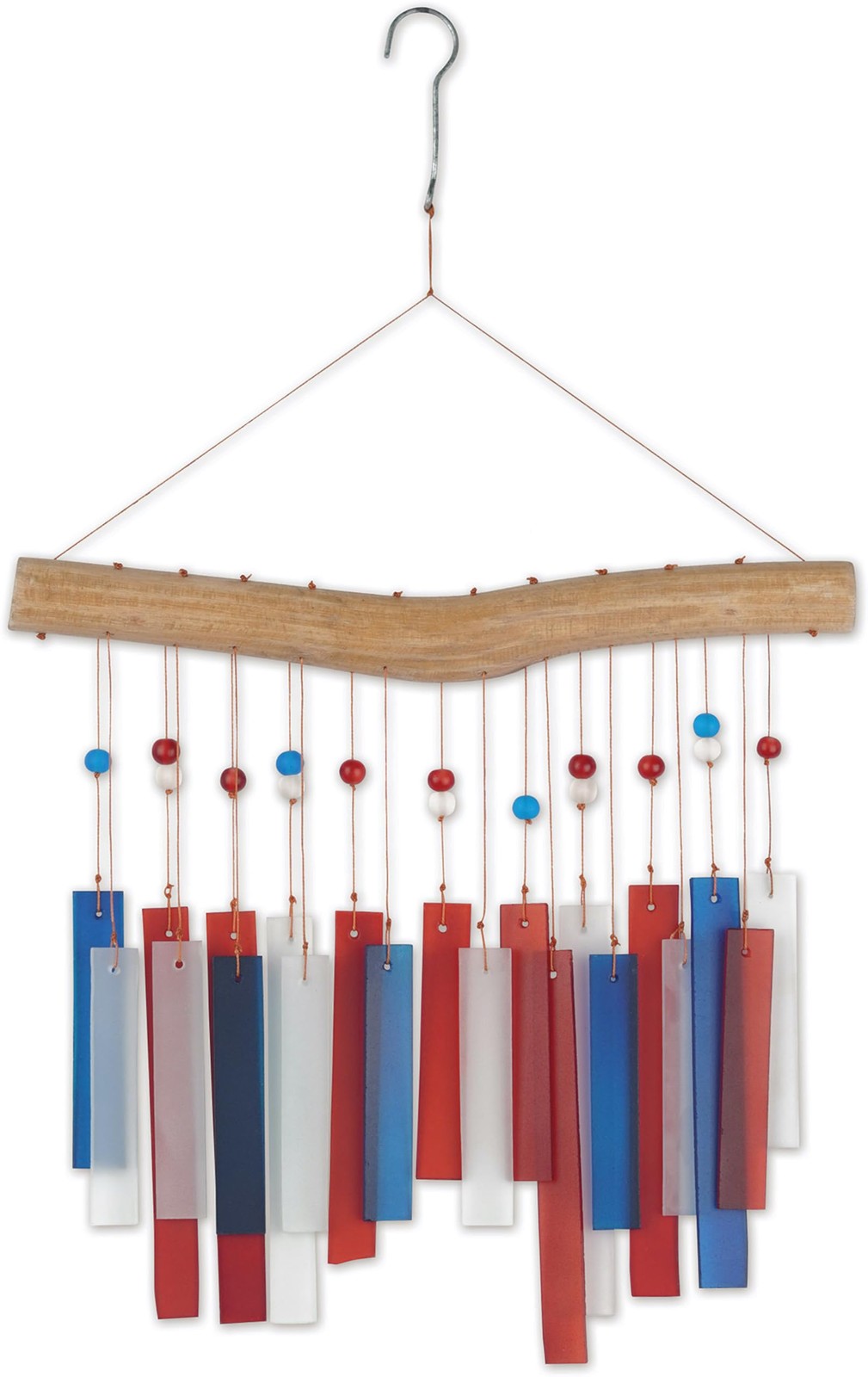 Sunset Vista Designs Patriotic Retro Sea Glass Wind Chime 19in Outdoor Decor