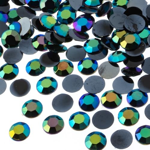 John Bead 500pcs 10mm Black AB Acrylic Flat Back Rhinestones for DIY Crafts