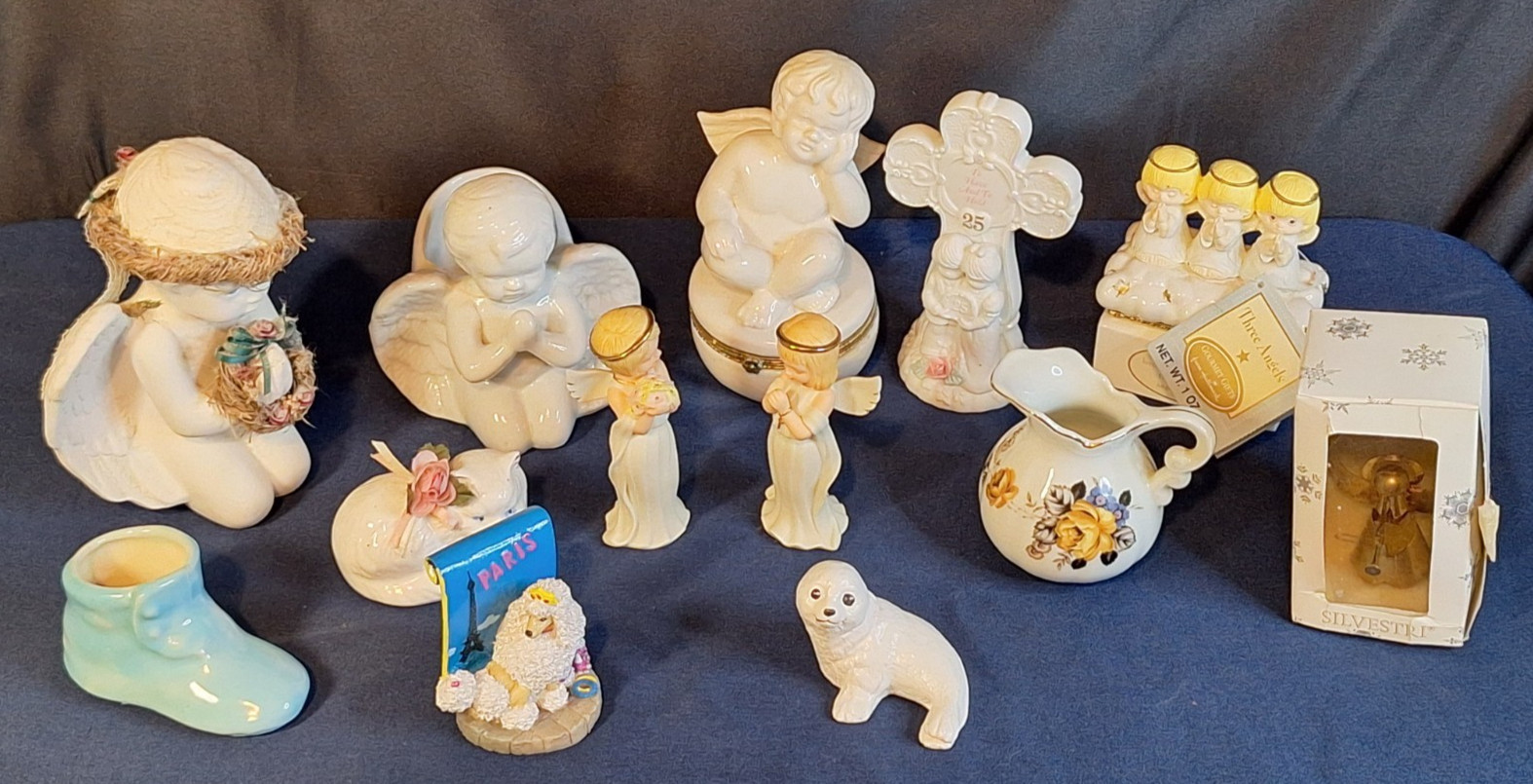 Lot of 13 VTG Ceramic Figurines, Homco, Angels, 25th Anniversary, Cross(#5)