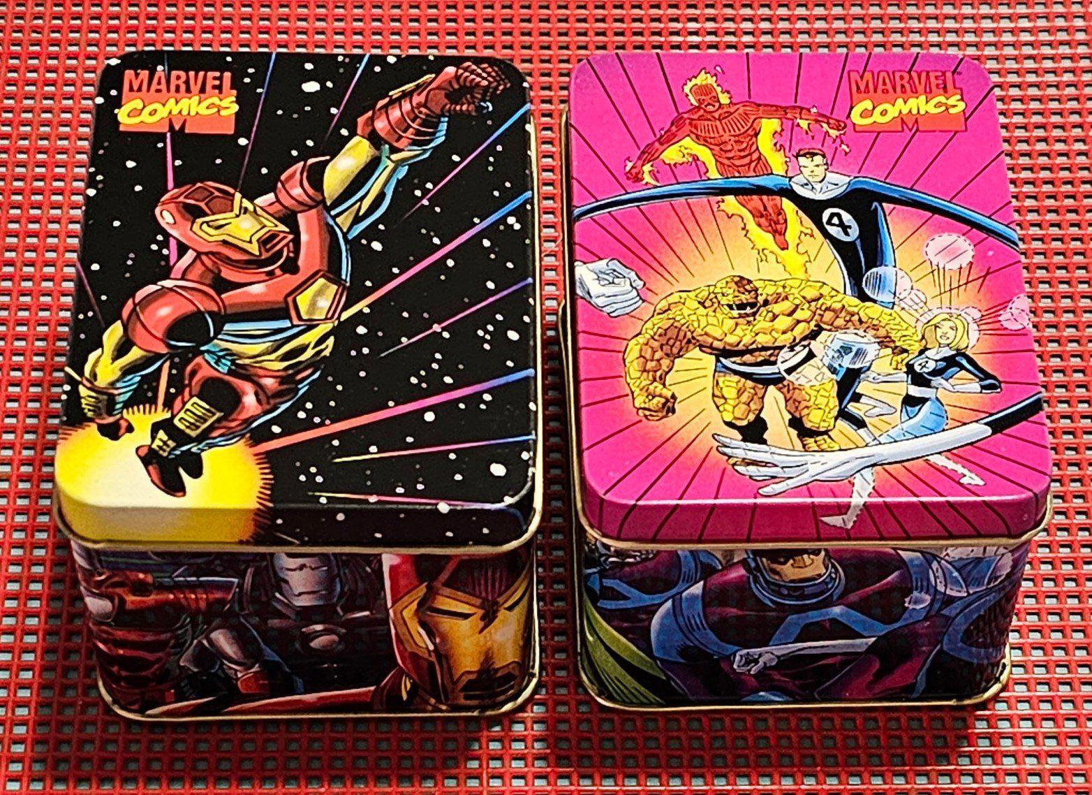Marvel Comics Iron Man Fantastic Four Lot of 2 Trading Card Tins by Nabisco